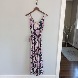 Women's Mister Zimi Navy Purple White Floral Jumpsuit US 4